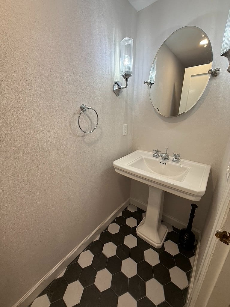 Powder room off living room