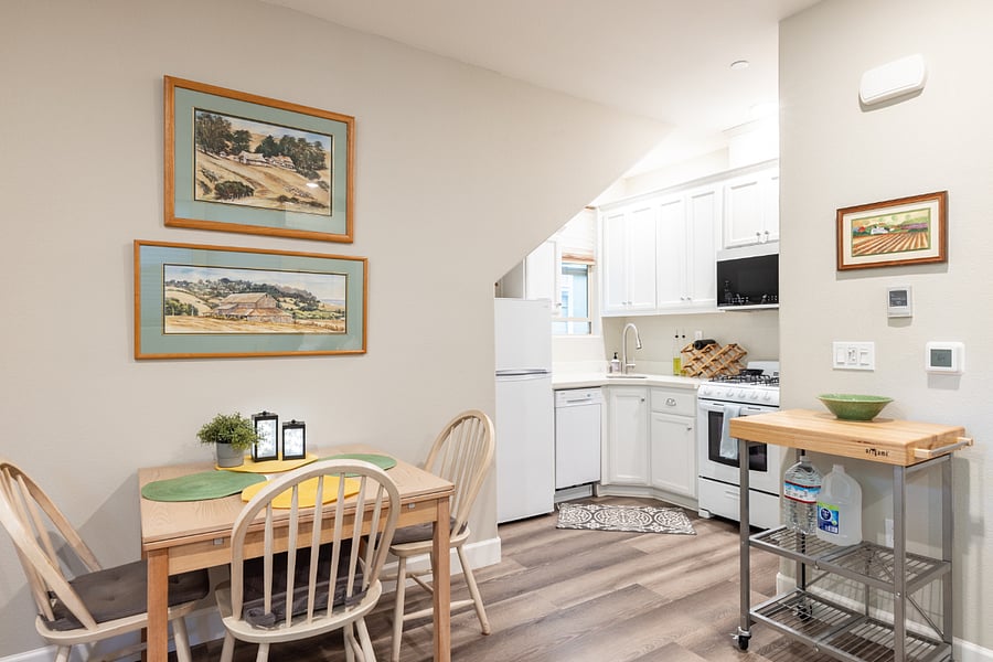Dining room and kitchen