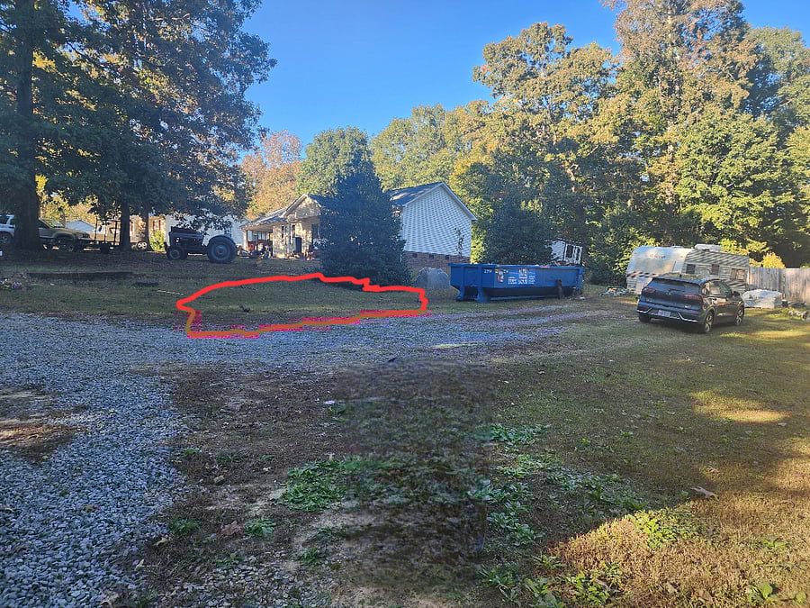 Driveway- Red Circled area is Unit 2 parking spot