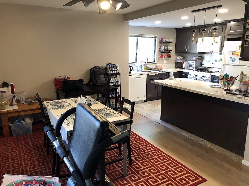 Dining area and kitchen

Shared Fridge Space, Stove, Dish Washer, Microwave, Toaster Ovens, Vitamix Blender, Air Fryer, Coffee Drip/French press options, Kettle.
