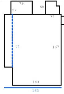 Rough measurements (inches) of some walls of bedroom