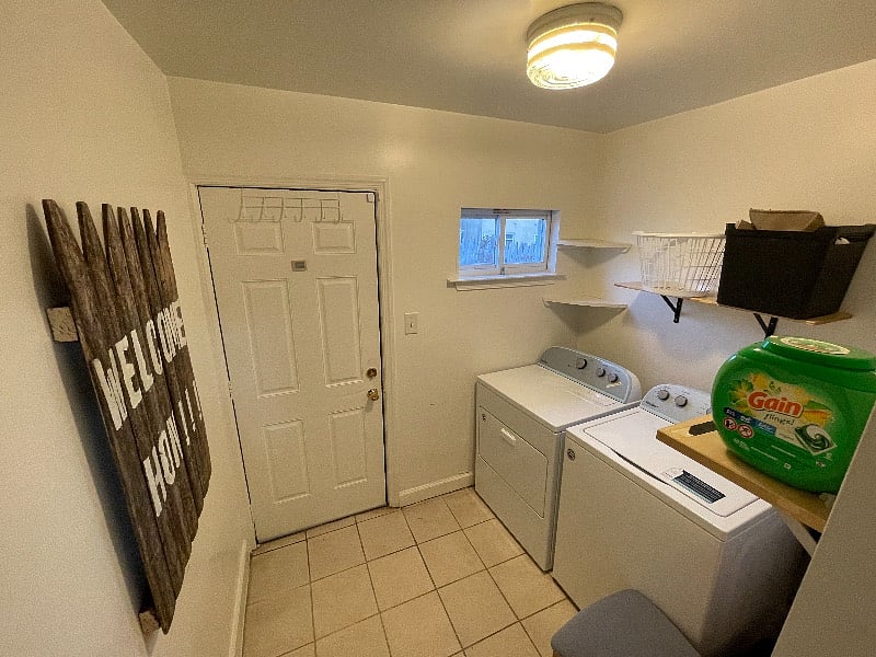 Laundry room leading to the deck/backyard