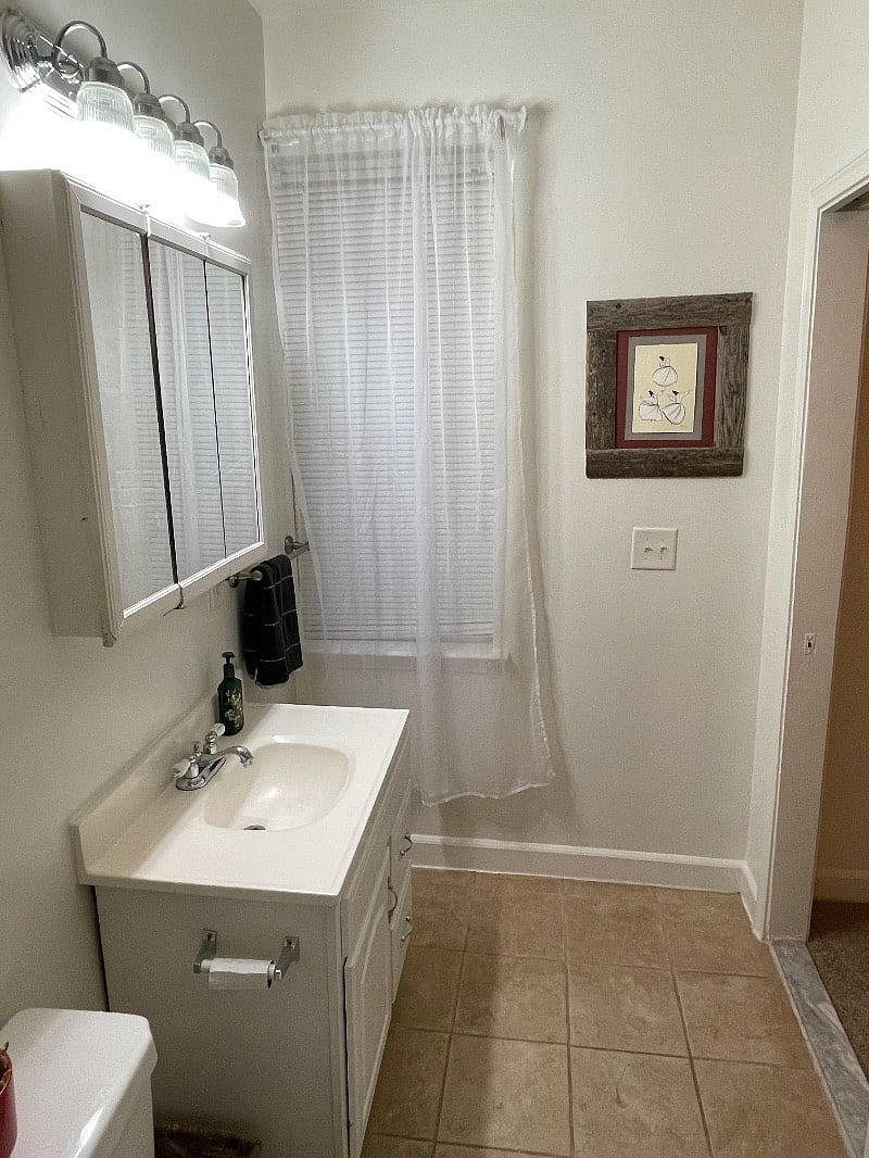 Full bath has a window for natural light, but is also private