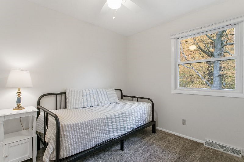 There are two twin mattresses on this daybed. One section of the frame slides forward, and with the mattress placed side by side it is approximately the size of a king bed