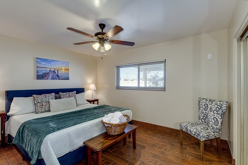 Ensuite (Master Bedroom with private bathroom). The king bed comes with memory foam mattress.
