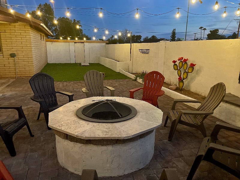 Firepit with 8 Adirondack Chairs