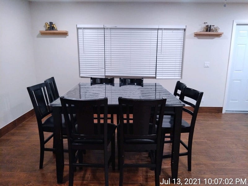 Dining table with 8 chairs. 