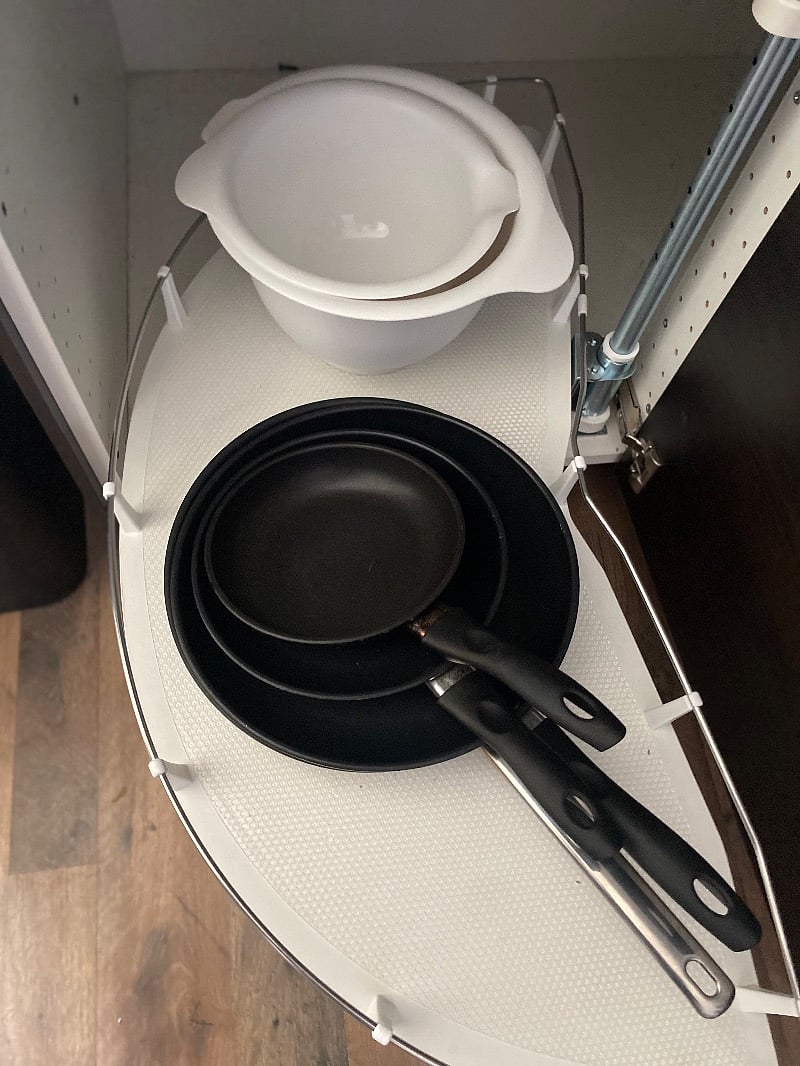 Pans in three sizes available for your use. 