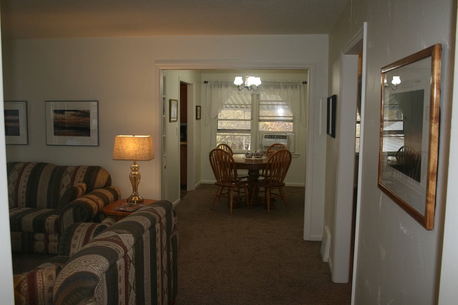 Looking through living room into dining room