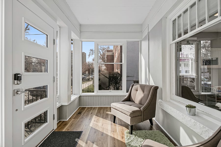 Beautiful sunroom with heat/air vent