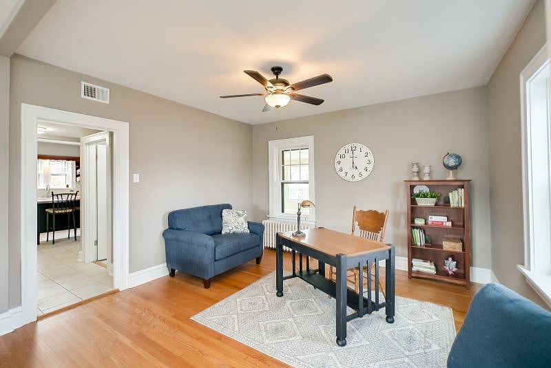 Office nook with desk off the great room.