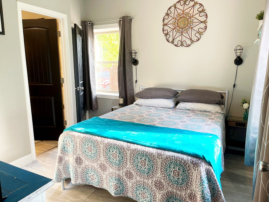 Bedroom with new, queen sized memory foam mattress
