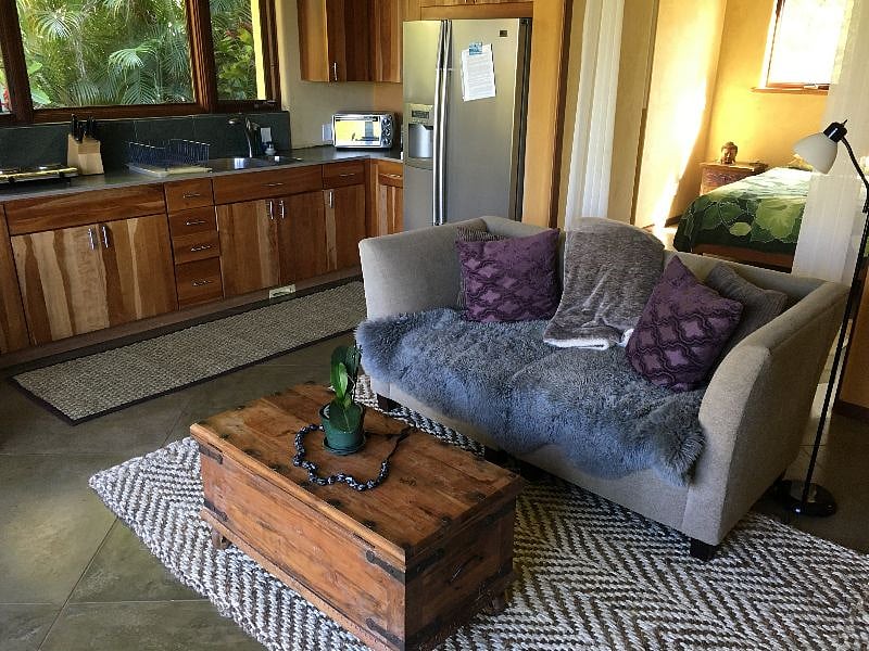 Living room and separate bedroom area
