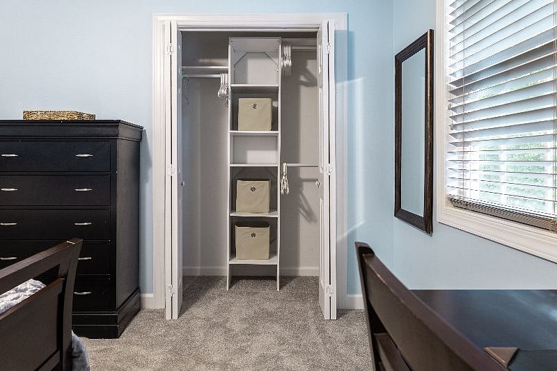 Closet storage units in each bedroom