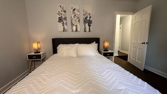 Spacious bedroom with light blocking shades