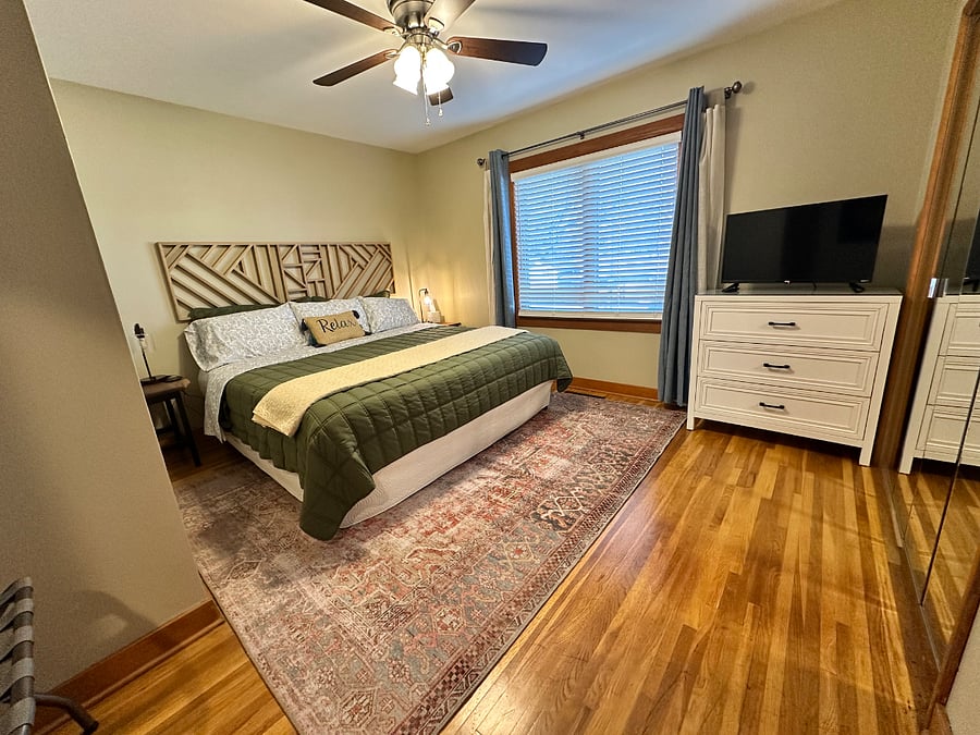 King size with a custom headboard made by my hubby.