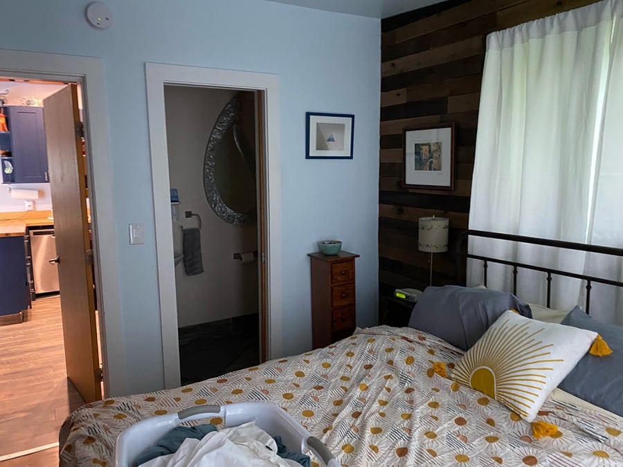 Bedroom with half bath