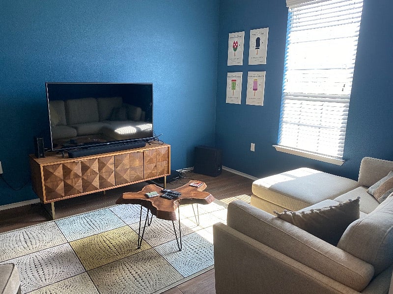 Second living area/game room stocked with board games, card games, video games. Set apart from other living area and sound-muffling French doors create a very quiet space. Queen-size sofa sleeper folds out if needed.
