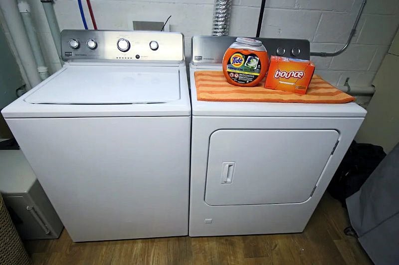 Washer and dryer are located in the utility room along with extra towels and linens for your use.