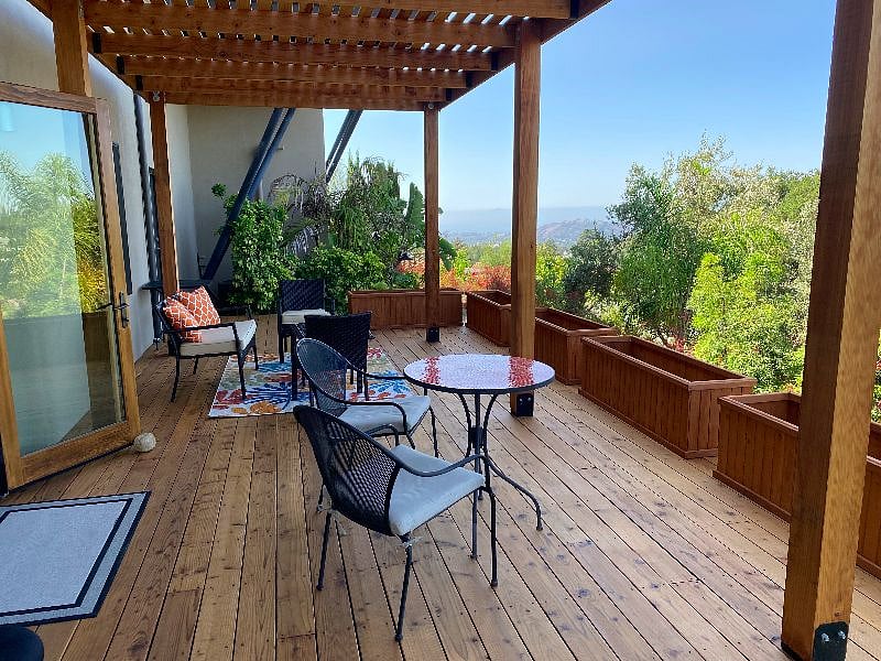 Entrance from private deck. Enjoy stunning views of Channel Islands and Goleta sunsets.