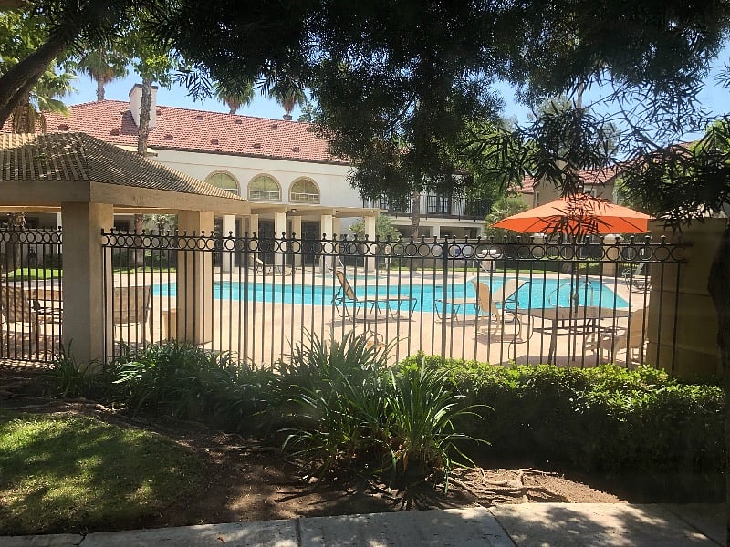 View from your living area.great location! pool closes for the winter but the hot tub is available still and the view is so relaxing (not loud either! it's perfecto :)