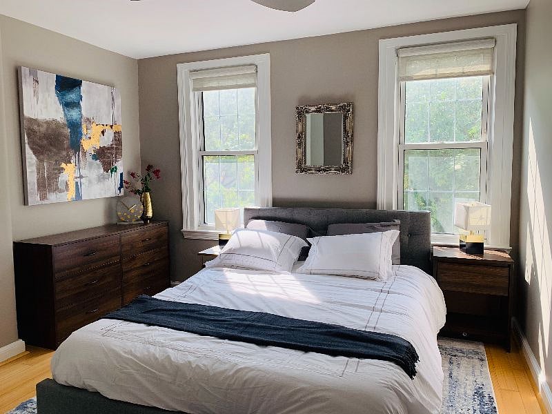 Master bedroom with comfortable queen-size bed