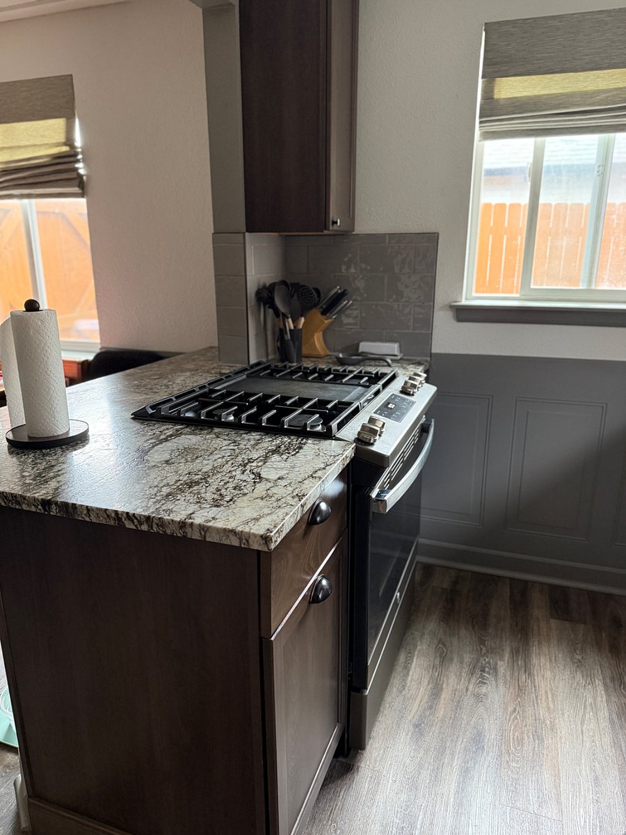 Range and oven.