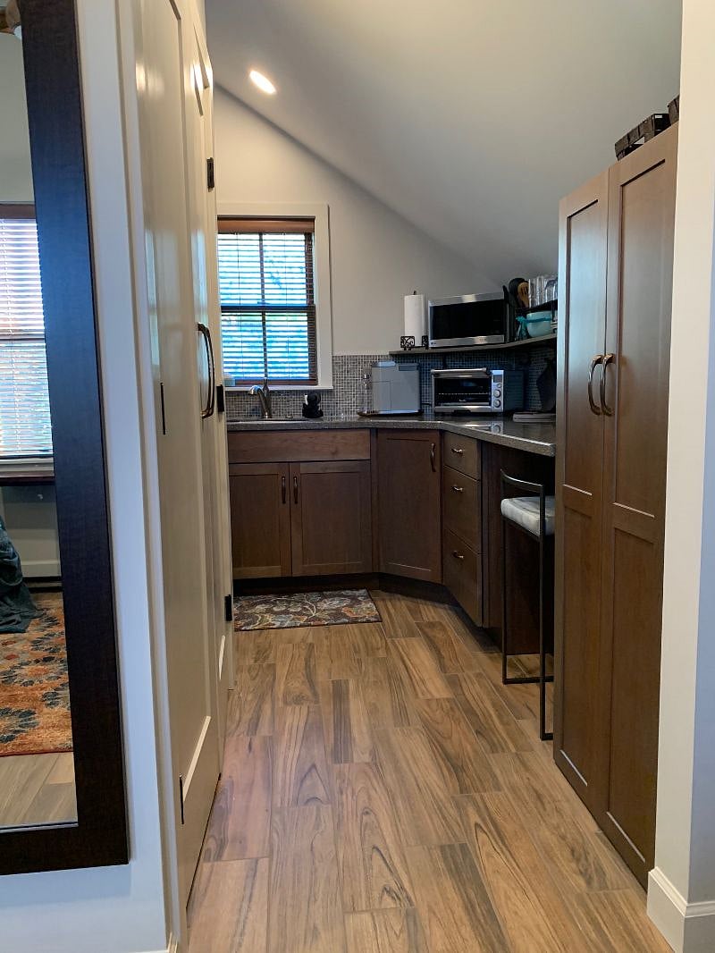 Kitchen; 5-foot x 24-inch cabinet with additional hanging storage to the right