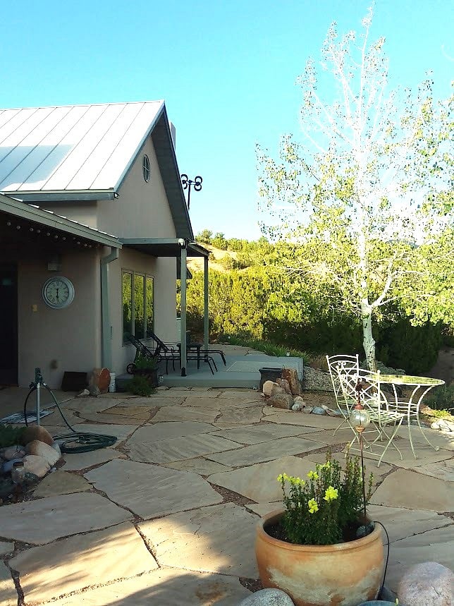 Private Deck and Patio area for the Studio with access to trails right off the property.