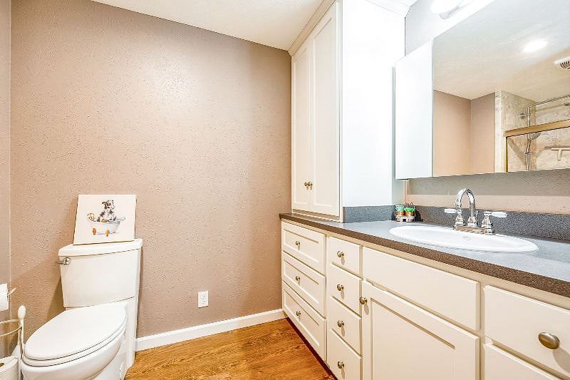 Luxury bath with great storage.