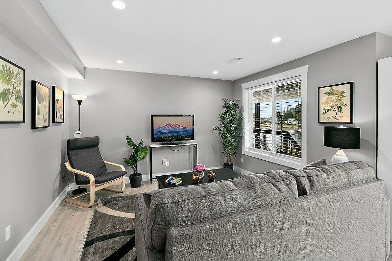 TV and seating area