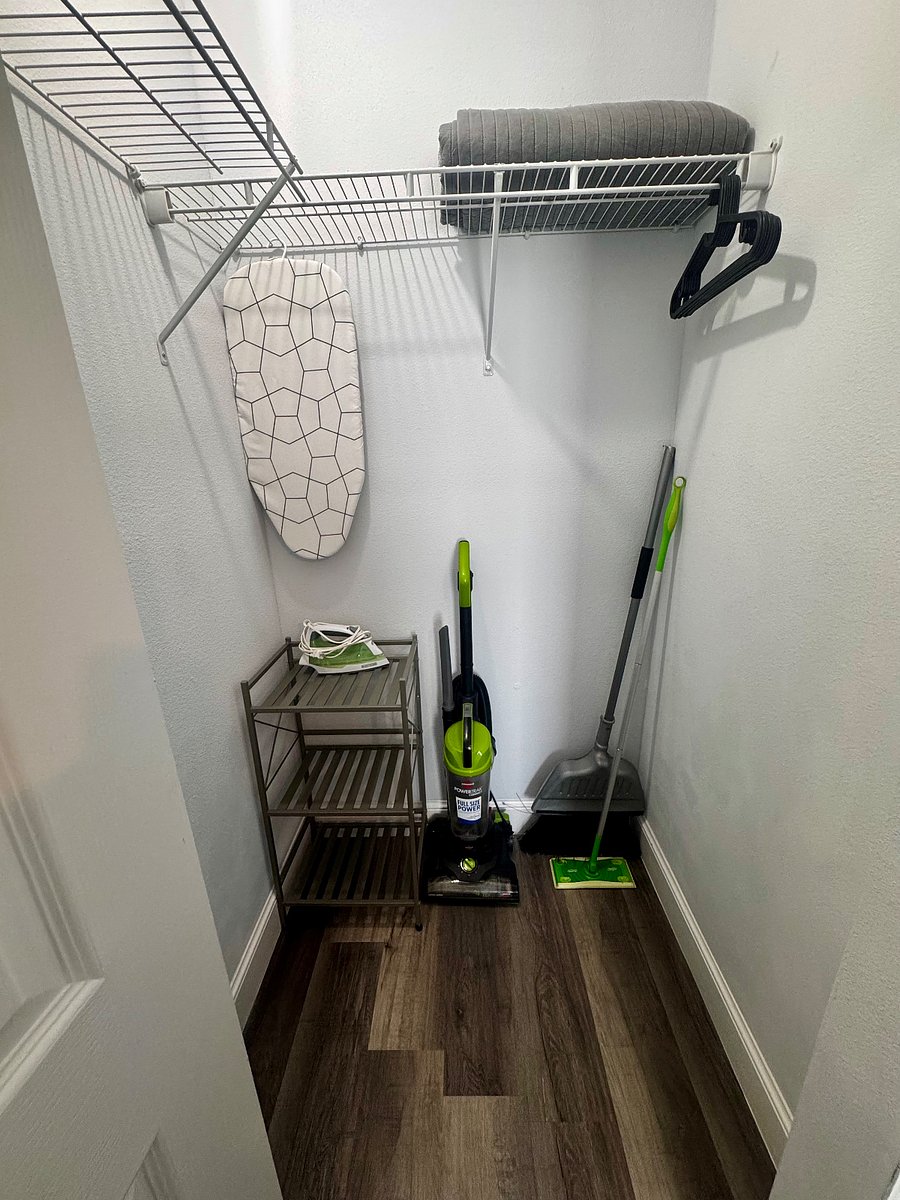 In the closet you will find all items other tenants have requested in the past plus items that you would need during your stay to keep the apartment tidy and clean! Dish soap, hand soap, swiffer refills, paper towels and toilet paper are all stocked and ready for your arrival and expected to last you up to 2 weeks depending on usage.