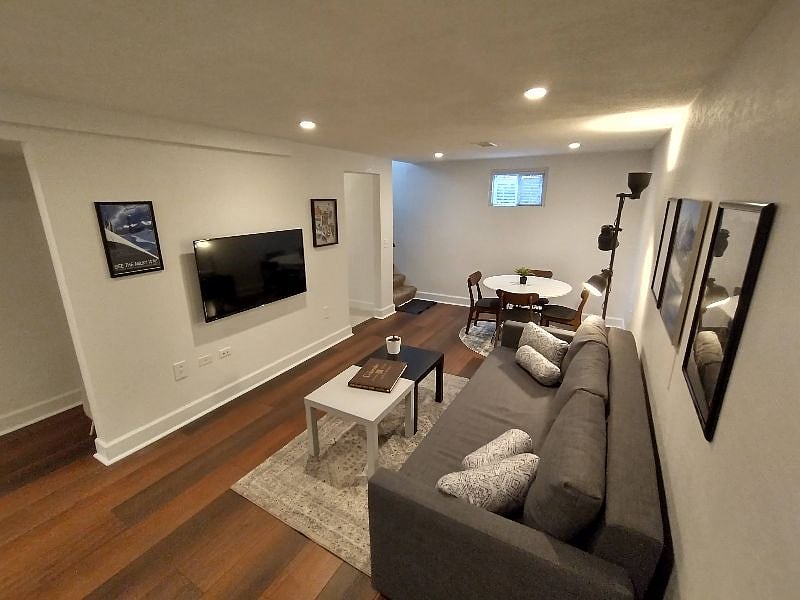 Dining area, living area, office area