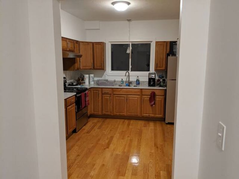 View of kitchen from dining room