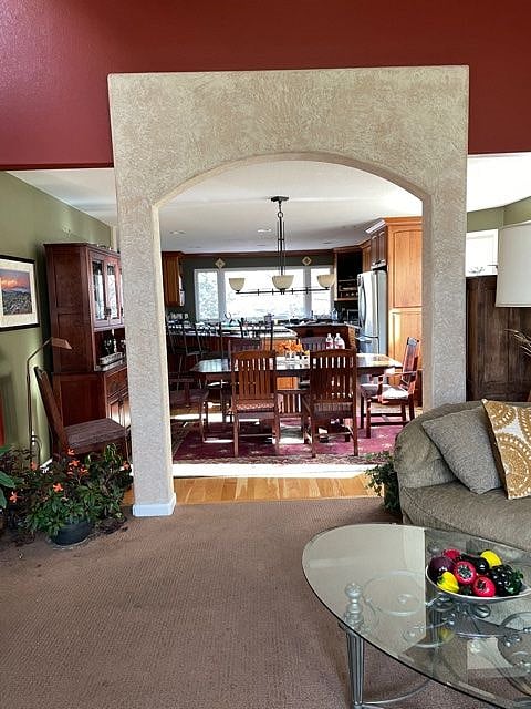 View from living room through to kitchen
