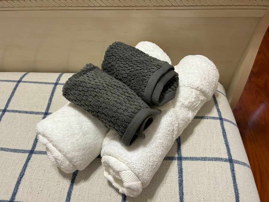Personal towels provided and additional available at bathroom closed if needed
