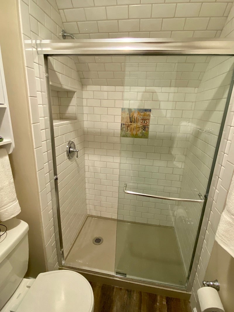 19" clearance into shower.