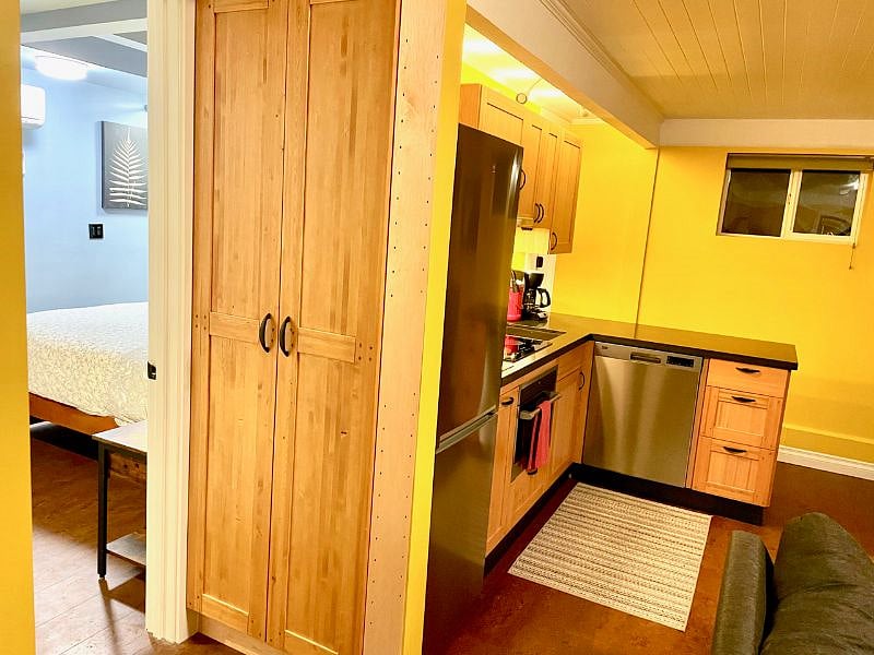 Pantry has ample storage for food or other supplies.