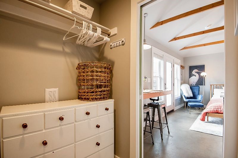 closet (in the bathroom). we recently added a stackable laundry unit (washer/dryer) in this closet that is not pictured.