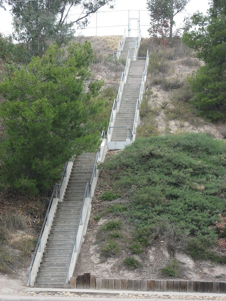 Stairs accessible across the street often used for exercise.