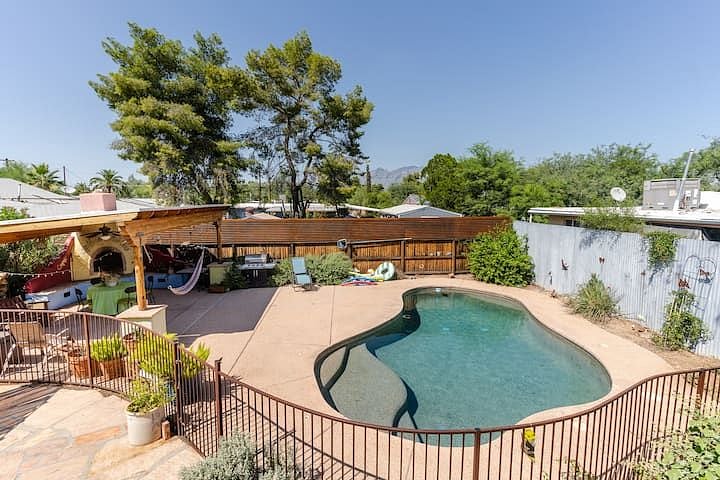 aerial view of back yard