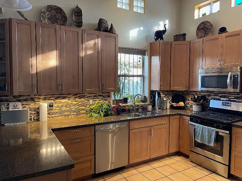 Modern kitchen with all amenities, gas stove, large pantry, etc.