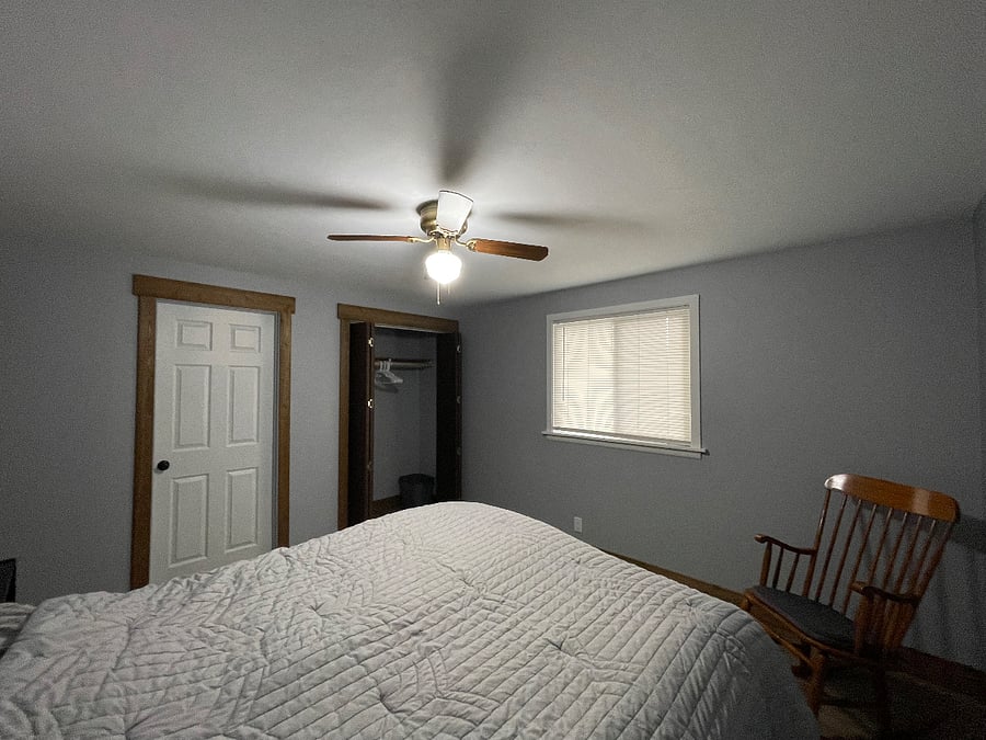 Master bedroom, entry door to bathroom and closet. 