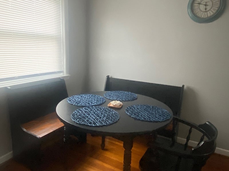 Dining area with bench seats