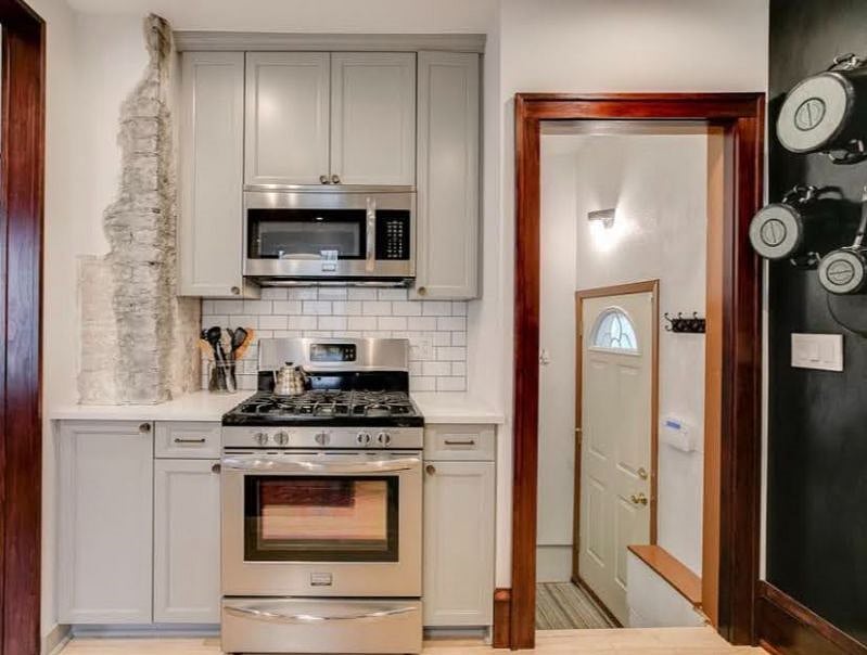 Recently remodeled modern kitchen with stainless steel appliances