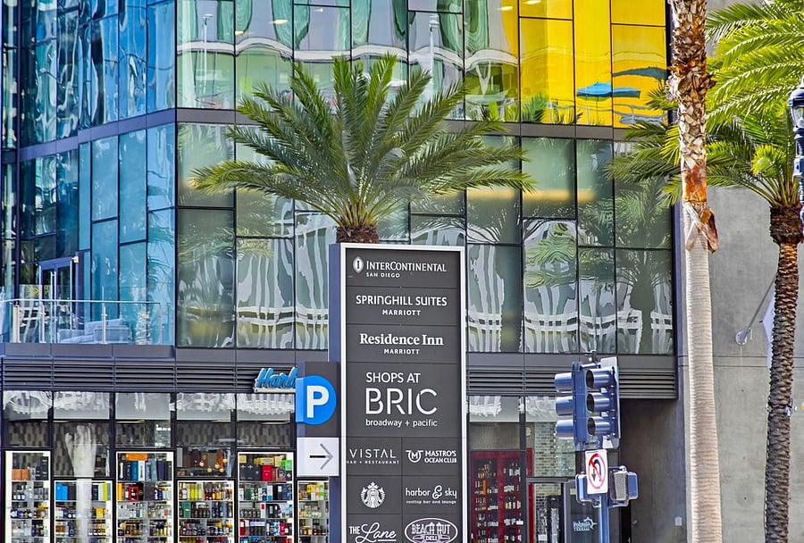 Hotels and restaurants across the street