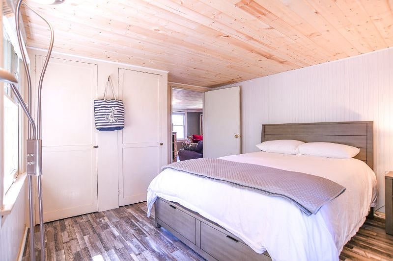 Storage under bed and two closets in 1st bedroom.