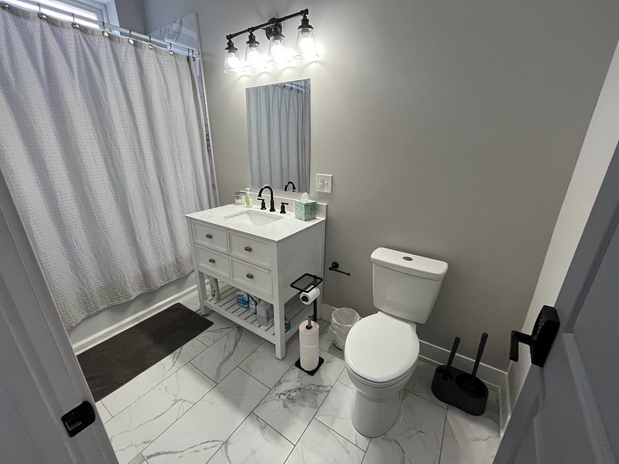 Private bathroom across the hall from Bedroom #3