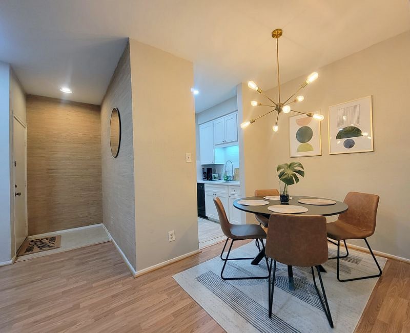 Entrance way and kitchen view.