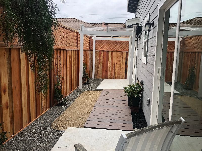 Private Patio view from Bedroom Slider. Receives full sun in the afternoon.